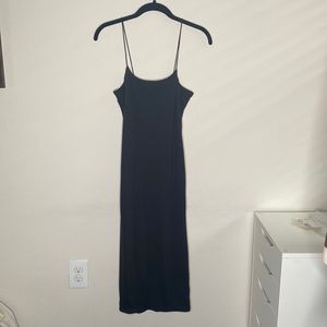 Black long body con dress
